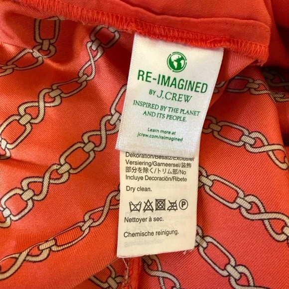 J CREW pull-on silk pant in red chains print Size 12 - Picture 9 of 11